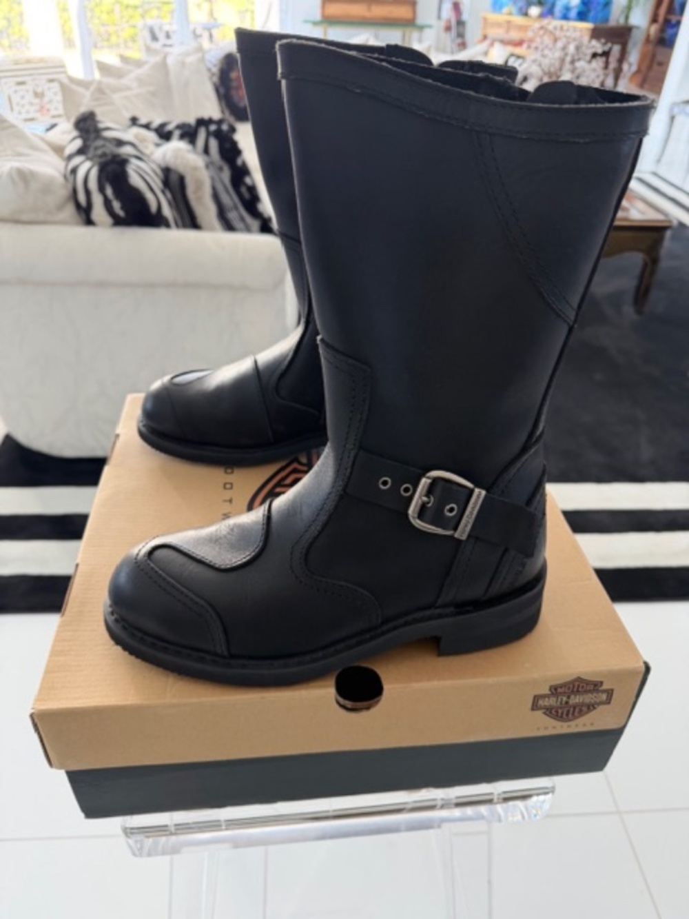 Harley Davidson black leather boot